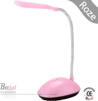 Borvat® - Verstelbare LED bureaulamp - Dimbaar - Met flexibele hals - Luxe leeslamp met arm - Bedlamp draaibaar - Flexible Desk Light - Roze