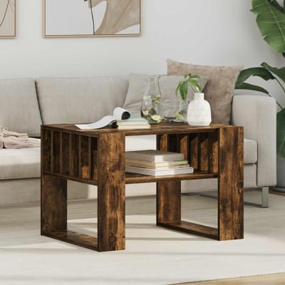 vidaXL - Salontafel - Rook - Eiken - 66 - x - 49,5 - x - 45 - cm - Bewerkt - hout