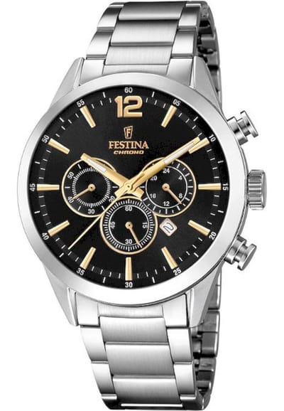 Festina F20343/4 Chrono Sport Chronograaf - Horloge - Staal - Zilverkleurig - Ø 43,5 mm