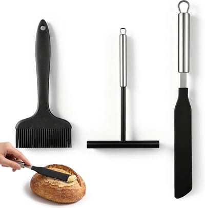 Pannenkoek Bakset - Crêpe Gereedschap - Deeg Verdelen - Roestvrij Staal Siliconen - 3 Stuks - Zwart