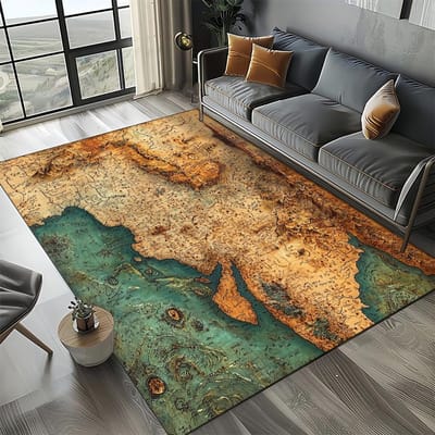 Retro Marine Nautische Kaart Kompas Tapijt Vloerkleed voor Huis Woonkamer Slaapkamer Bank Deurmat Decor, Vloermat 120*160cm