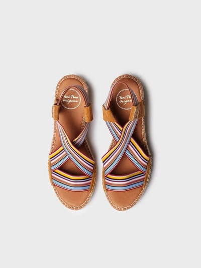 Dames espadrille met sleehak en elastische banden | TINA