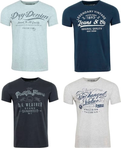 riverso Heren T-Shirt RIVLeon 4 Pack regular fit Veelkleurig M Ronde Hals Volwassenen - gemaakt van 100% katoen