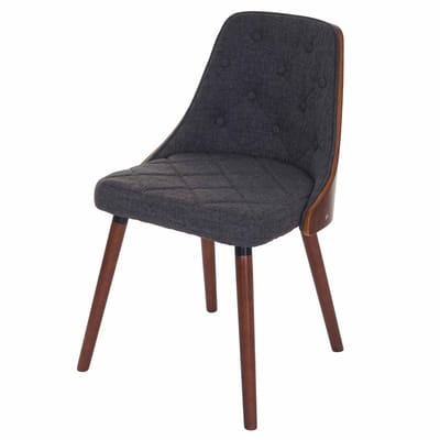 Set van 2 eetkamerstoelen MCW-A75, bezoekersstoel keukenstoel, walnoot-look gebogen hout ~ textiel grijs