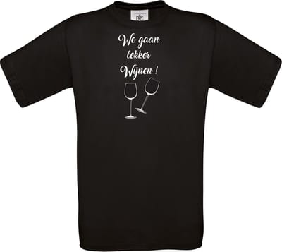 mijncadeautje T-shirt - unisex - Lekker wijnen - cadeautip - zwart - maat S
