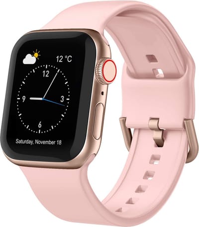 Siliconen bandje - geschikt voor Apple Watch 1/2/3/4/5/6/7/8/9/10/11/ SE (1,2,3) met maat 38 mm / 40 mm / 41 mm en 42 mm (Watch 10/11) - Roze