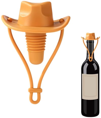 Dailygoods- Wijnstopper Cowboyhoed - Siliconen Flessenstop - Grappige Wijnkurk - Wijnkurkafsluiter - Lichtgewicht - 10x6cm