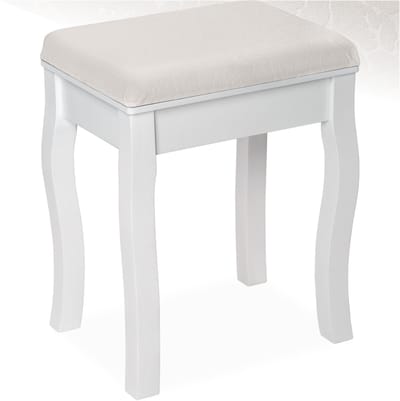 tectake® Make-upkruk - schminkkruk - gestoffeerde zitting - Wit, Elegant Ontwerp - Afmetingen Ca. 40 x 30 x 51 cm (LxBxH)