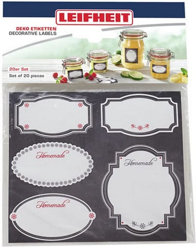 Leifheit zelfklevende deco-etiketten - 20 Stuks - Zwart/Wit
