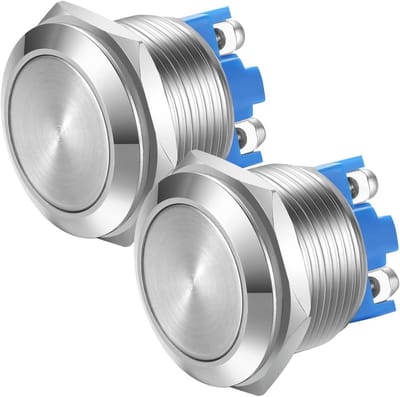 2x 22mm Zelfvergrendelende Drukknop Schakelaar 5A IP65 RVS Waterdicht