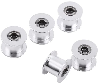 Dailygoods- Katrollen Set van 5 Stuks - Aluminium - 10 mm voor 3D-Printers - Roestvrij Staal - Duurzaam - PTFE-Hulsbuis - Riemschijf
