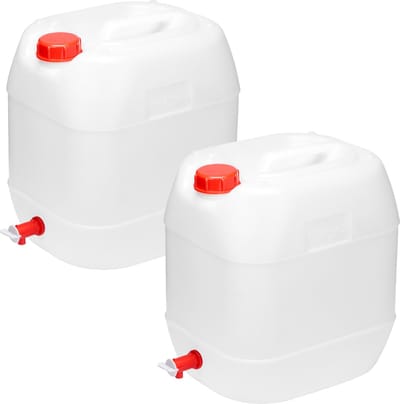 Garronda 2x Waterjerrycan 20L met Kraan – BPA-vrij – Watertank voor Camping en Outdoor – GD-0083 – Wit