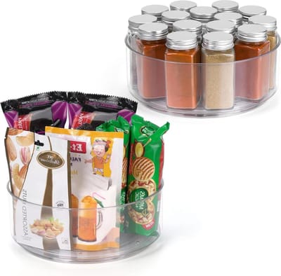 24 cm Doorzichtige Lazy Susan Organizer - Plastic Roterende Opslag Tray - Badkamer Keukenkast - Specerijen Make-up