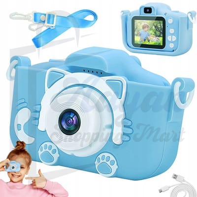 Kindercamera met Spellen & Siliconen Hoes – Digitale Camera Full HD 4x Zoom – 2” Display – digitale camera kinderen – Lanyard & Beschermhoes – Foto & Video Camera met Games (Tetris/Snake) – Blauw – mini fotocamera kids – kids camera full hd – 41742