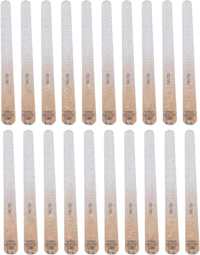 Dubbelzijdige nagelvijlen - 20 stuks voor professionele manicure thuis incl. wasbare tools - 100/120 korrel - Geel.