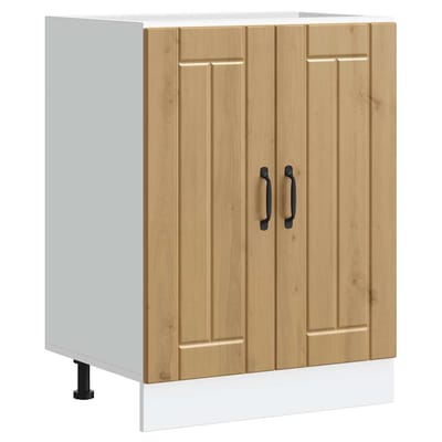 vidaXL - Spoelbakonderkast - Lucca - bewerkt - hout - artisanaal - eikenkleur