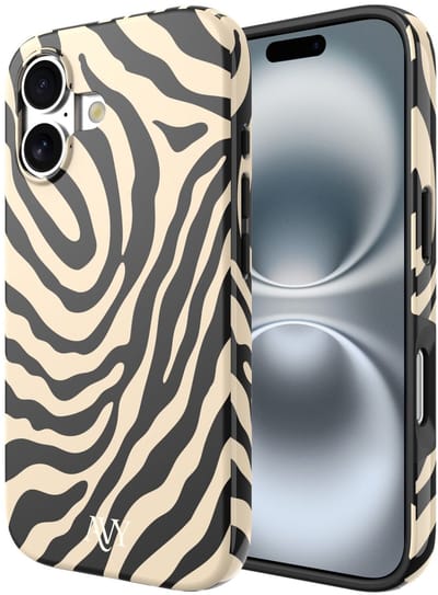 AVY Hard Shell Back Cover | geschikt voor Apple iPhone 16 | Serengeti Zebra | Compatibel met MagSafe & Qi2