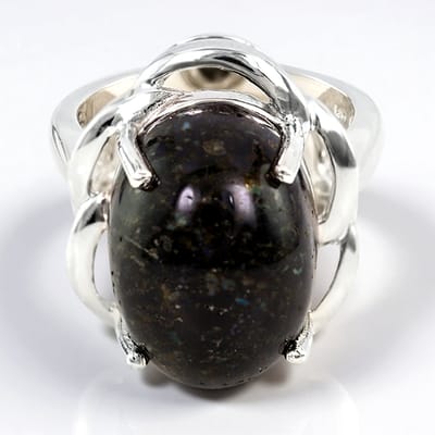 Cavill - Zilveren ring met luipaard opaal 12,28 ct - 925 Sterling Zilver - Ovaal cabochon 18x13 mm - Handgemaakt uniek edelsteensieraad maat 17