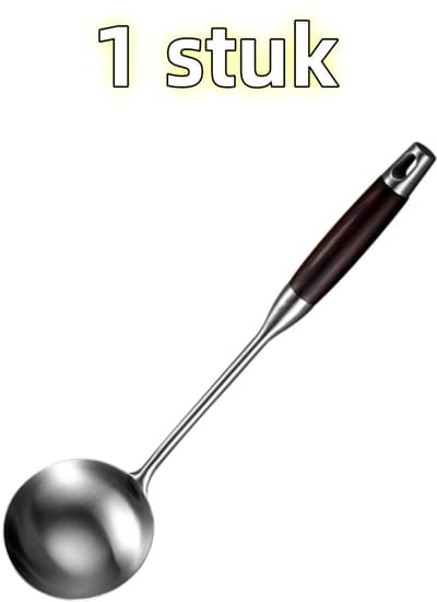 1 stuk - Soeplepel - Pannenlepel - Roestvrij staal - Geschikt voor koken in de keuken - 38 cm * 10 cm - Bruin