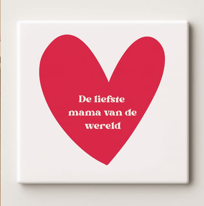 Keramische Hart Tegel 15x15cm – “De Liefste Mama van de Wereld” – Rood Hart Ontwerp Moederdag Cadeau & Woondecoratie