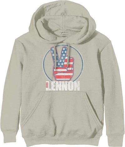John Lennon - Peace Fingers US Flag Hoodie/trui - S - Grijs