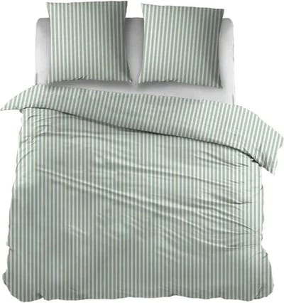 Sleepnight Dekbedovertrek Flanel Iris Groen - 200 x 200/220 cm + 2 kussenslopen - [Groen]