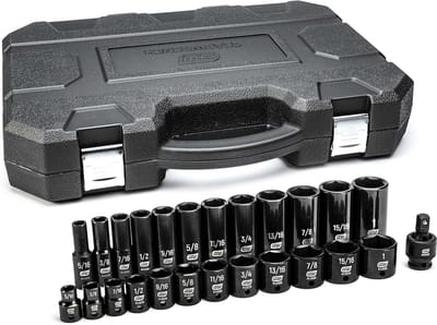 25 Delige Slagsleutelset 3/8" Aandrijving SAE Standaard en Diepe Dopmaten