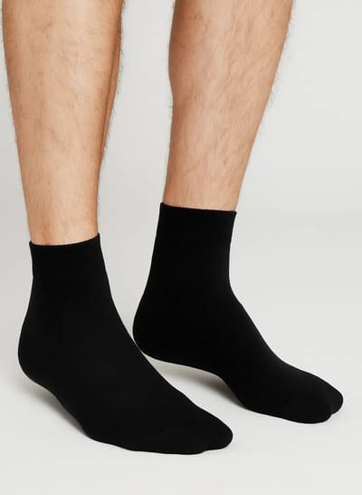 Basset - Unisex Quarter Bamboe Sokken - 2-pack - Maat 35/38 - Zwart