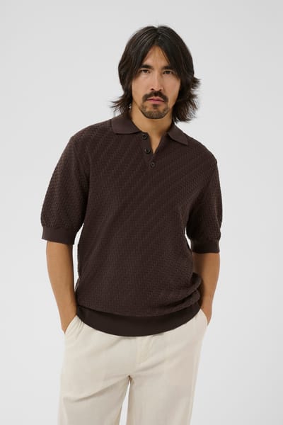 Regular fit poloshirt van puur katoen in tricotlook