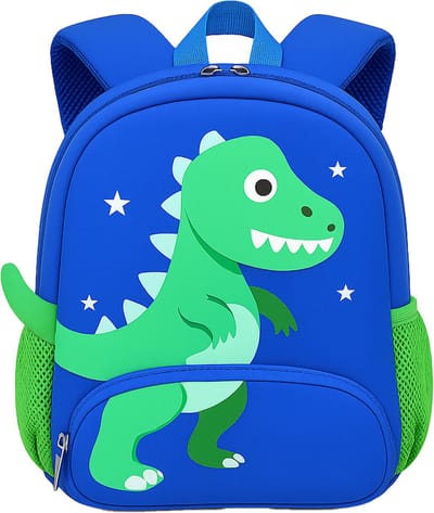 Dino Rugzak / Schooltas – Dinosaurus Rugtas – 30×24×12 cm – Peuter & Kleuter t/m 6 jaar – 8,6 Liter – Waterafstotend & Reflecterend – Boekentas Blauw - Groen