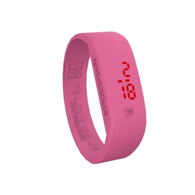 TOO LATE - siliconen horloge - ORIGINAL LED WATCH - Fuchsia - polsmaat M