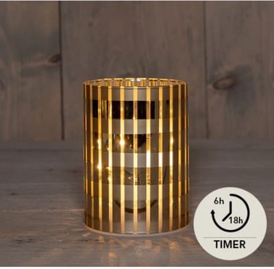 LED Cylinder glas ruit goud 9x12cm.