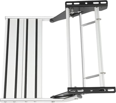 Camper opstap - Inklapbare trede - Veilig instappen - Antislip ontwerp - 50 cm breed - Zilver zwart