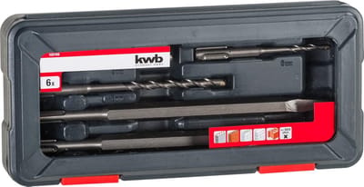 PowerBox 6-delig hamerboorset en beitelset, boorset met platte beitel en puntbeitel
