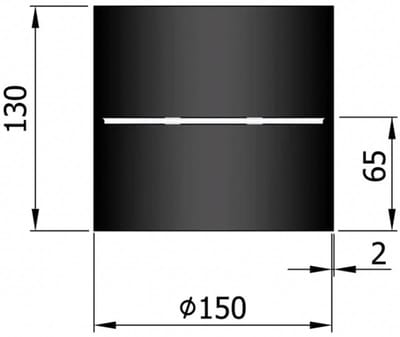 Kachelpijp Ø 150 lengte 130 mm -Condensring - 2mm staal - zwart