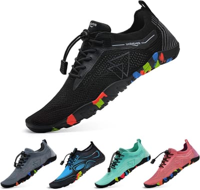 SnelShoppen - Waterschoenen Heren en Dames - Sneldrogend Antislip Surfschoenen - Licht Ademend Aquaschoenen - Strandschoenen en Zwemschoenen Zwart Met