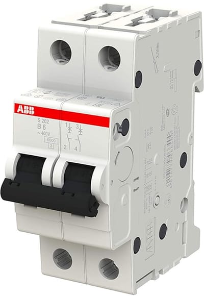 Stroomonderbreker 2-polig Type B 6A 6/10 kA