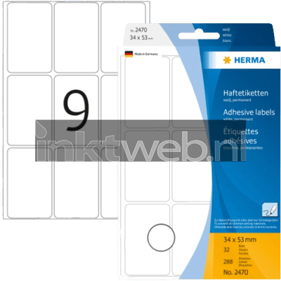 Huismerk Herma 2470 Universele Etiket 34x53mm Wit - 288 etiketten