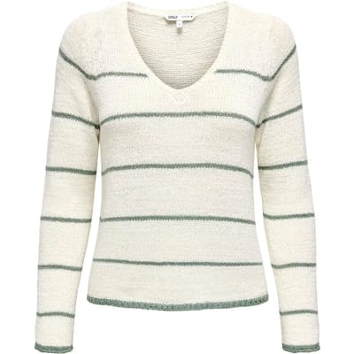 Only Trui Onlgeena L/s V-neck Knt Noos 15340862 Cloud Dancer/w. Lily Pad Dames Maat - M
