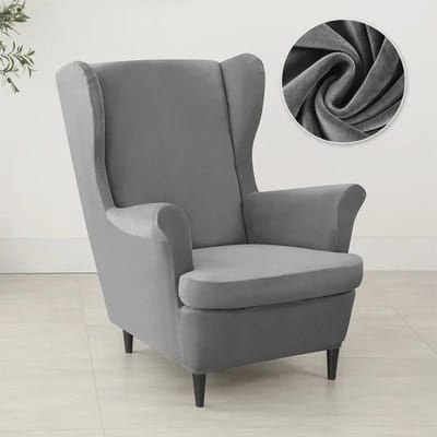 Fluwelen Oorfauteuilhoes Stretch Spandex Oorfauteuilhoes Elastische Fauteuilhoezen Bankhoezen met Zitkussenhoes gray