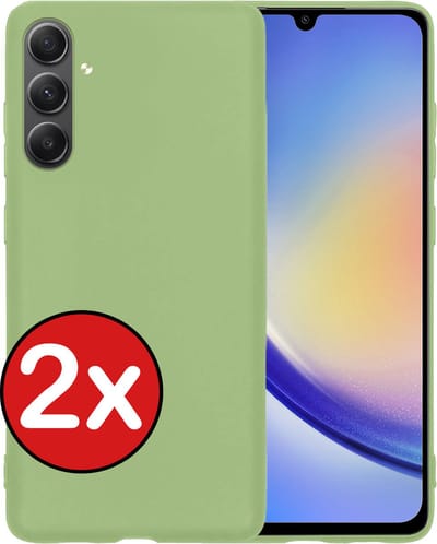 Hoesje - 2 Stuks - Geschikt voor Samsung Galaxy A34 - Sterk & Shockproof - Telefoonhoes - Back Cover - Case Siliconen - Telefoon Hoes - Groen