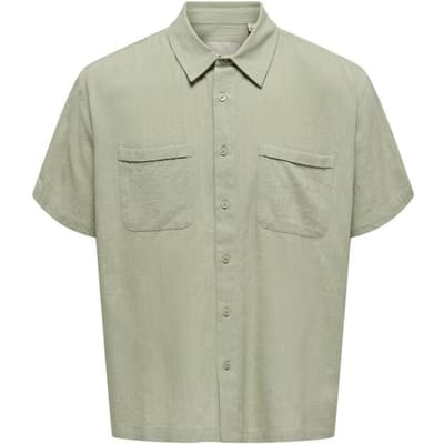 ONLY and SONS Shirt met korte mouwen - ONSCHARLES SS SHIRT - M - voor Mannen - groen