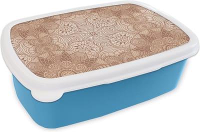 Broodtrommel Blauw - Lunchbox - Brooddoos - Henna - Mandala - Patronen - 18x12x6 cm - Kinderen - Jongen