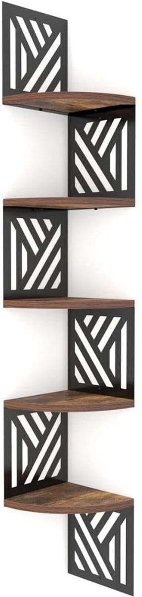 Wandplank - Houten Plank Wandmontage - Hoekrek Display Decor - Hoekplank - Organizer voor Slaapkamer Keuken Badkamer - Bruin