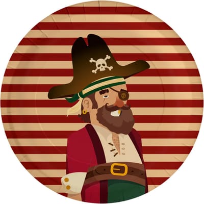 Piraat Borden Papier - Kartonnen wegwerp borden voor een pirarten kinderfeestje - piraten borden wegwerp 8 stuks - PD party