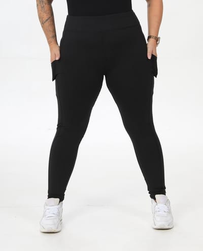 Legging grote maat zwart 40-44 met zakjes Pamela Mann