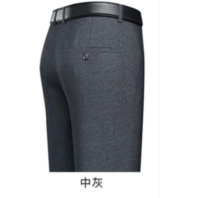 Lente Heren Nieuwe Broek Mode Middelhoge Taille Casual Middelbare Leeftijd Mode Effen Kleur Rechte Pijp Heren Broek Casual Broek 35 gray