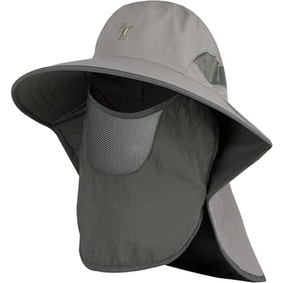 Outdoor zonnekap UPF 50+ zonnekap met nekflap voor kamperen donkere kaki kleur