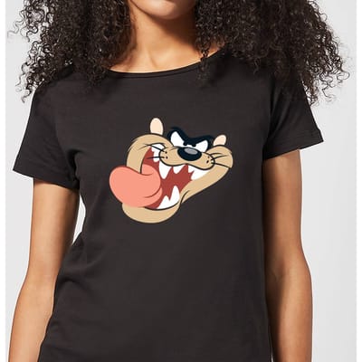 Looney Tunes Taz Face Dames T-shirt - Zwart - 3XL