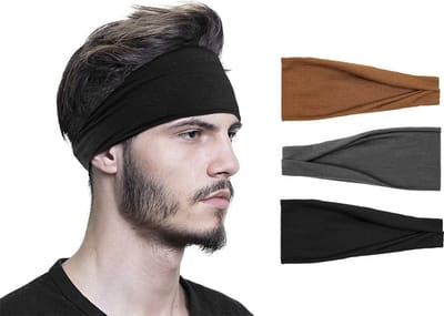 LIXIN Set 3 Stuks Heren Haarbanden - Sport haarbanden - Kleur 2 - Hoofdband - Volwassenen - Heren Haarband - Elastisch antislip - Fitness - Zweetband - Yoga - Atletisch - Gym - Dans - Hardlopen - Haaraccessoires